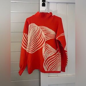 Stylish Orange and White Women's Sweater